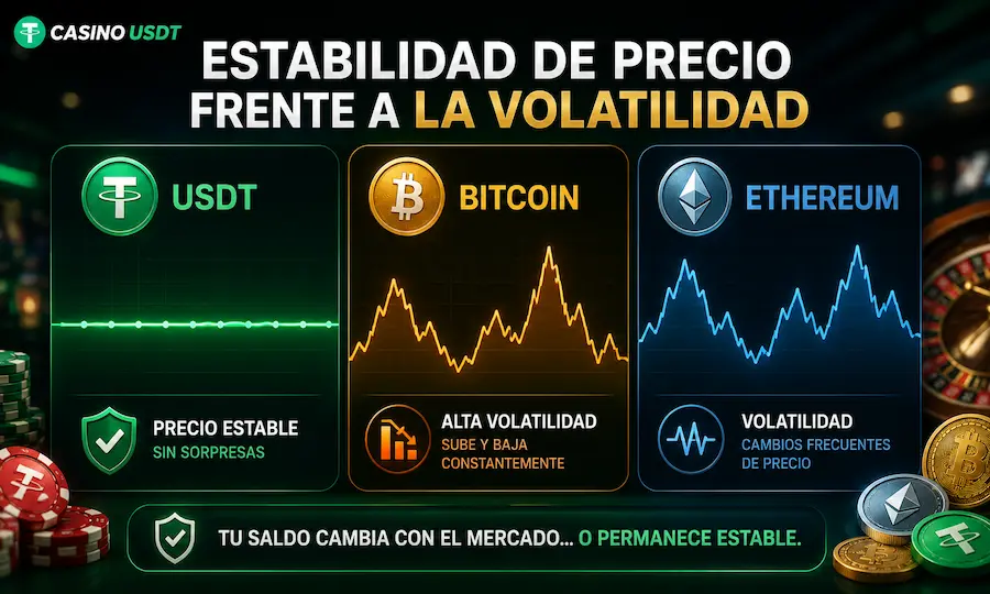 Casino USDT con precio estable frente a Bitcoin y Ethereum