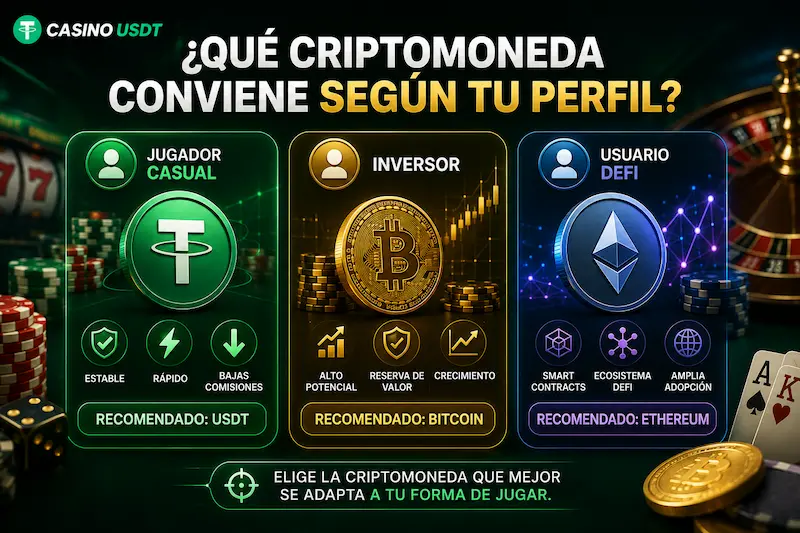 Casino USDT para elegir entre USDT Bitcoin y Ethereum